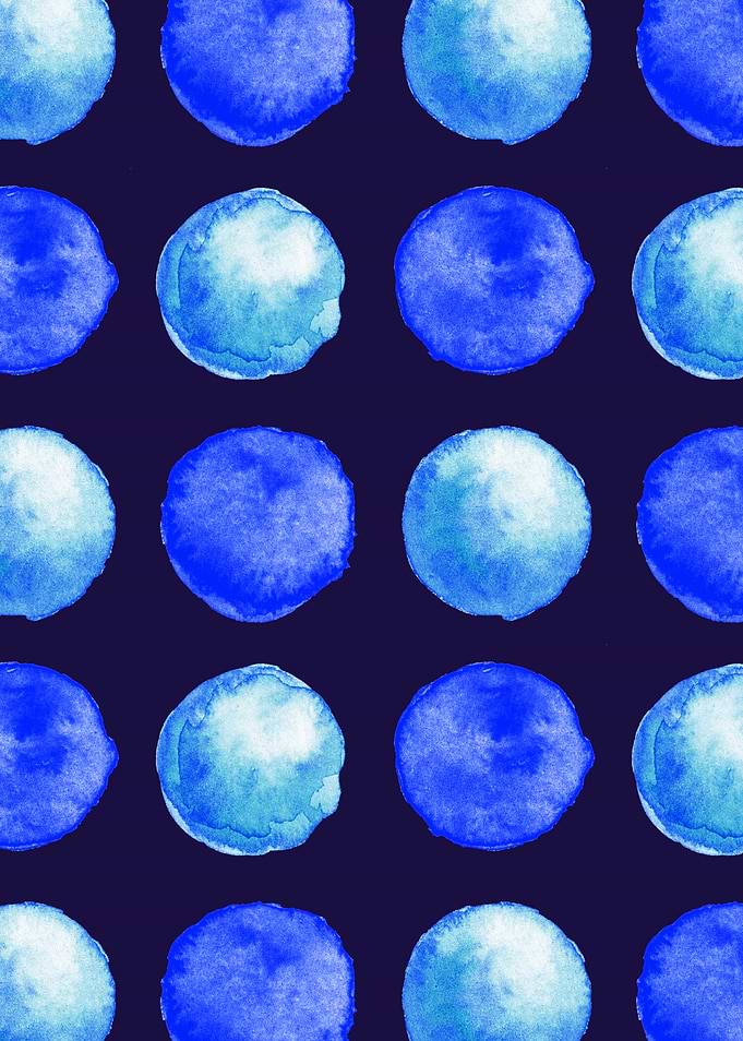 Winter Blue Watercolor Large Dots Pattern