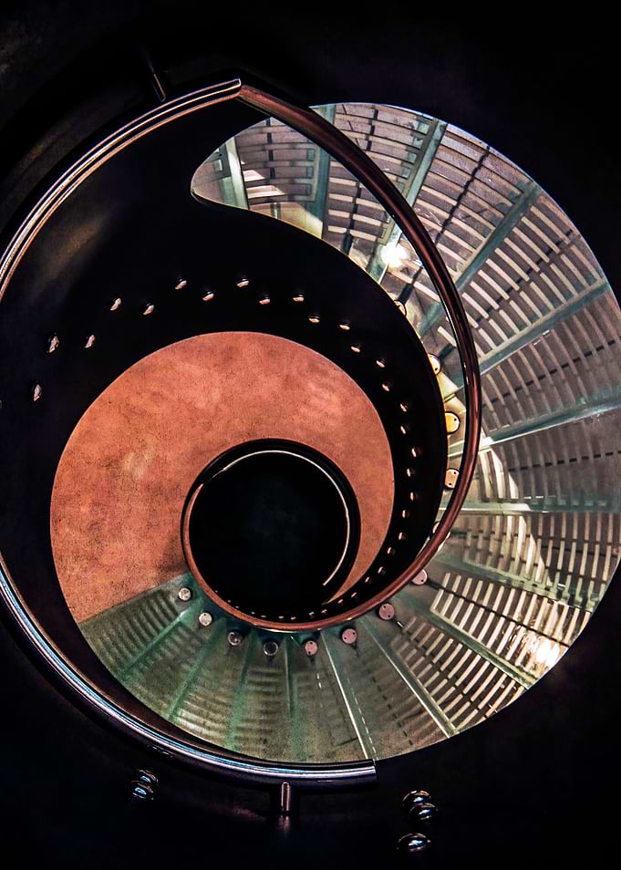 Spiral glass staircase