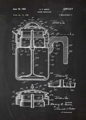 1948 Coffee Percoltor - Patent Drawing