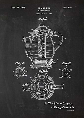 1936 Electric Teapot - Patent Drawing