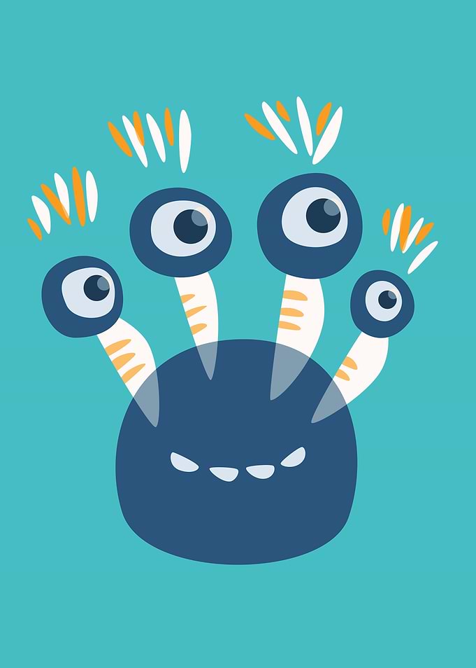 Cute Blue Four Eyed Monster