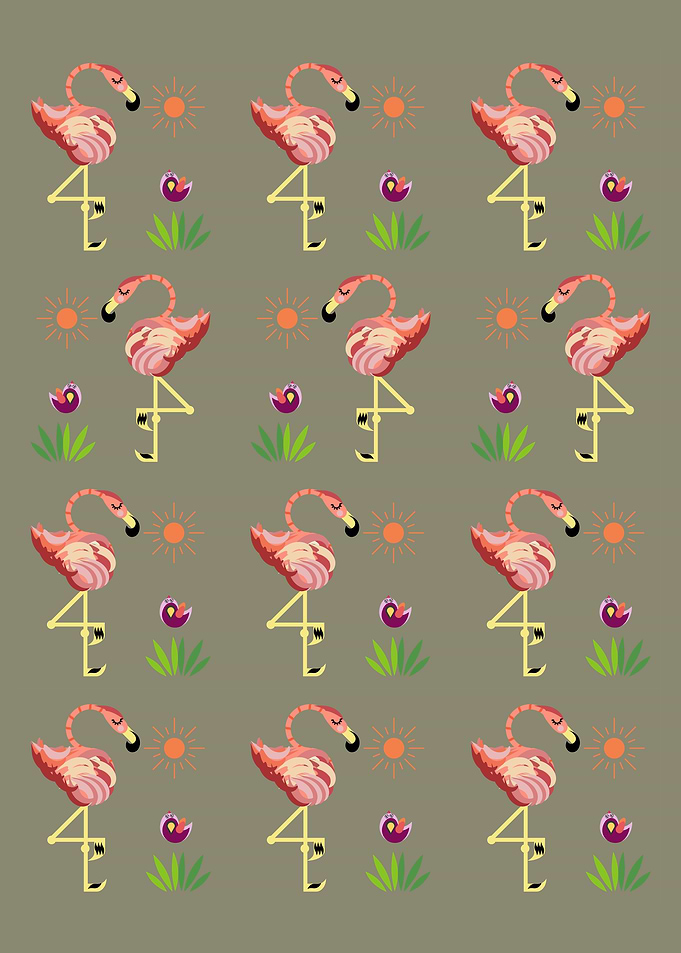 Flamingos taking a walk