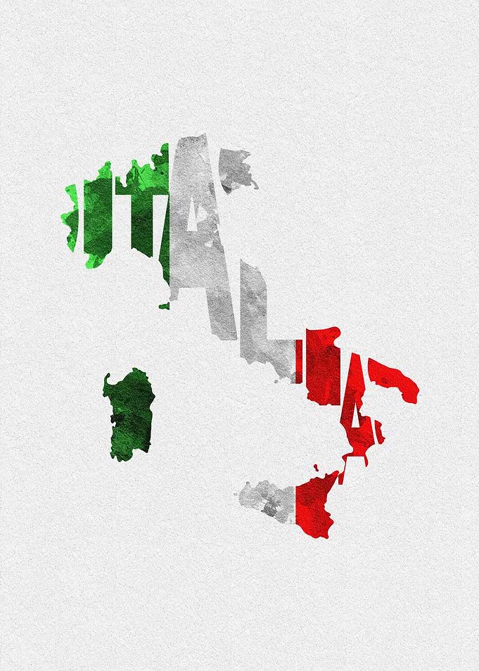Italy Map Flag Typography