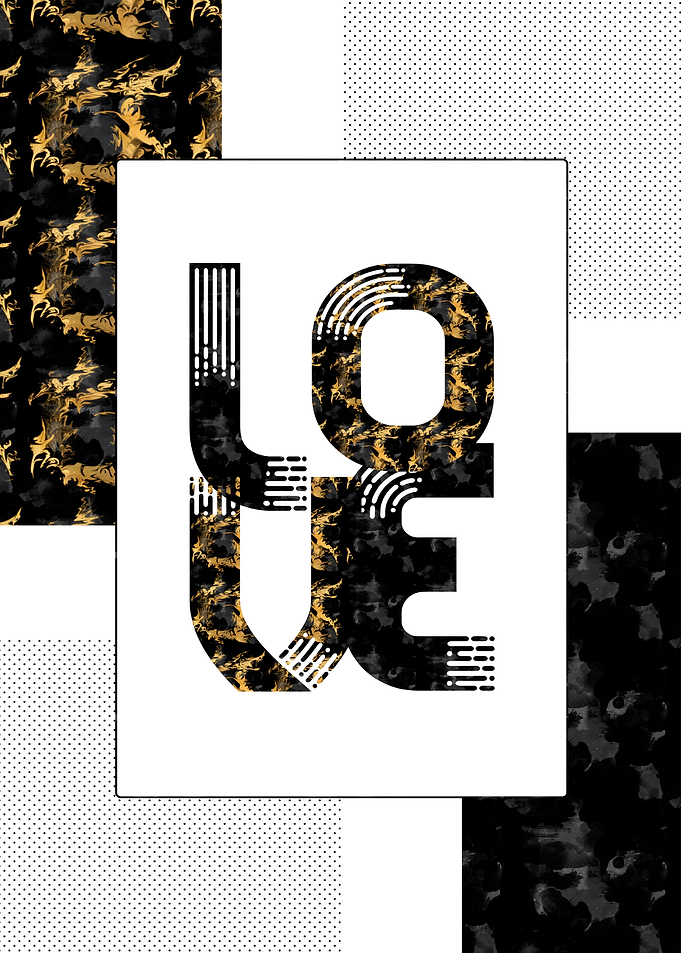 Graphic Art Gold LOVE