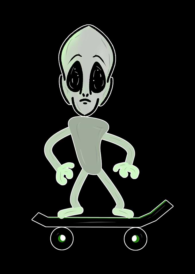 Alien on a Skateboard