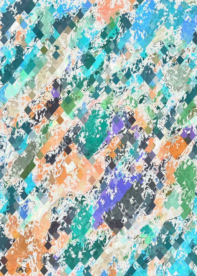 psychedelic geometric square pixel pattern abstrac