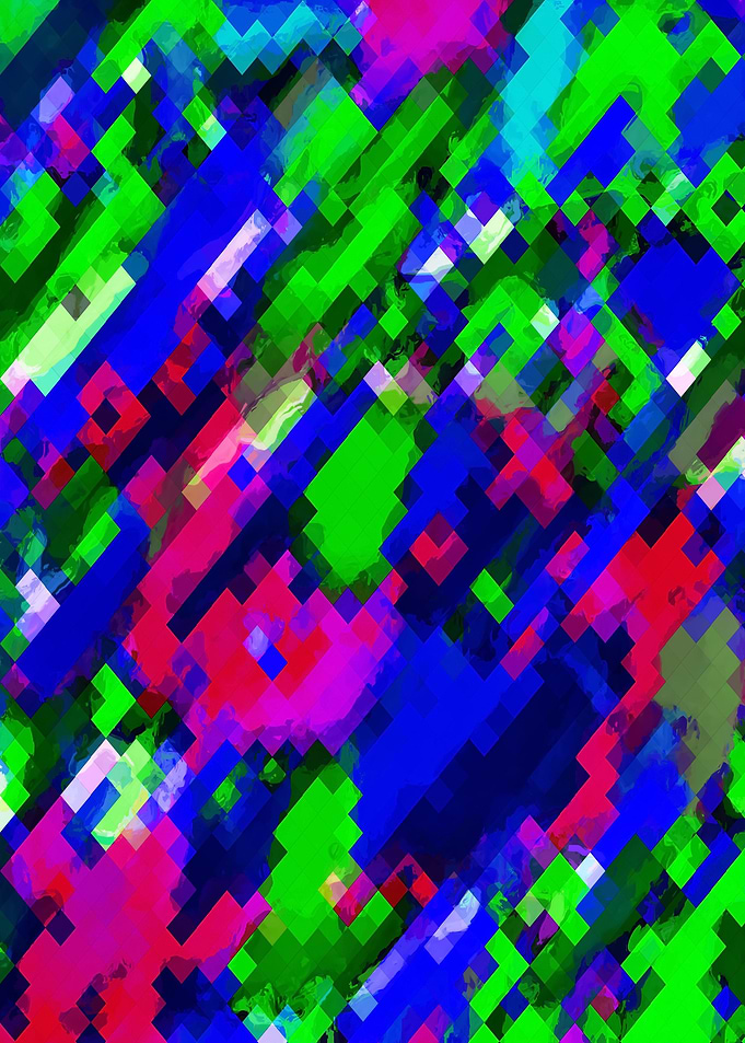 psychedelic geometric square pixel pattern abstrac