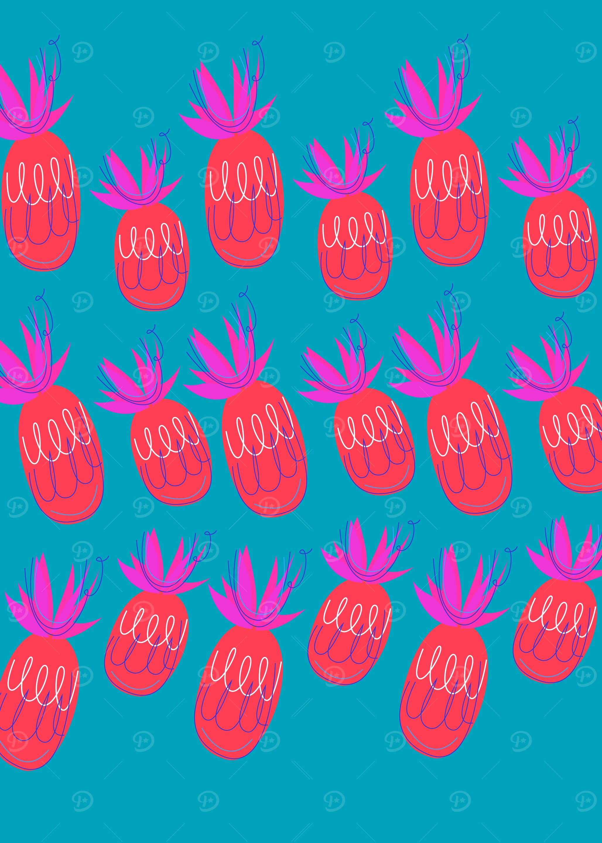 Design ananases pink blue