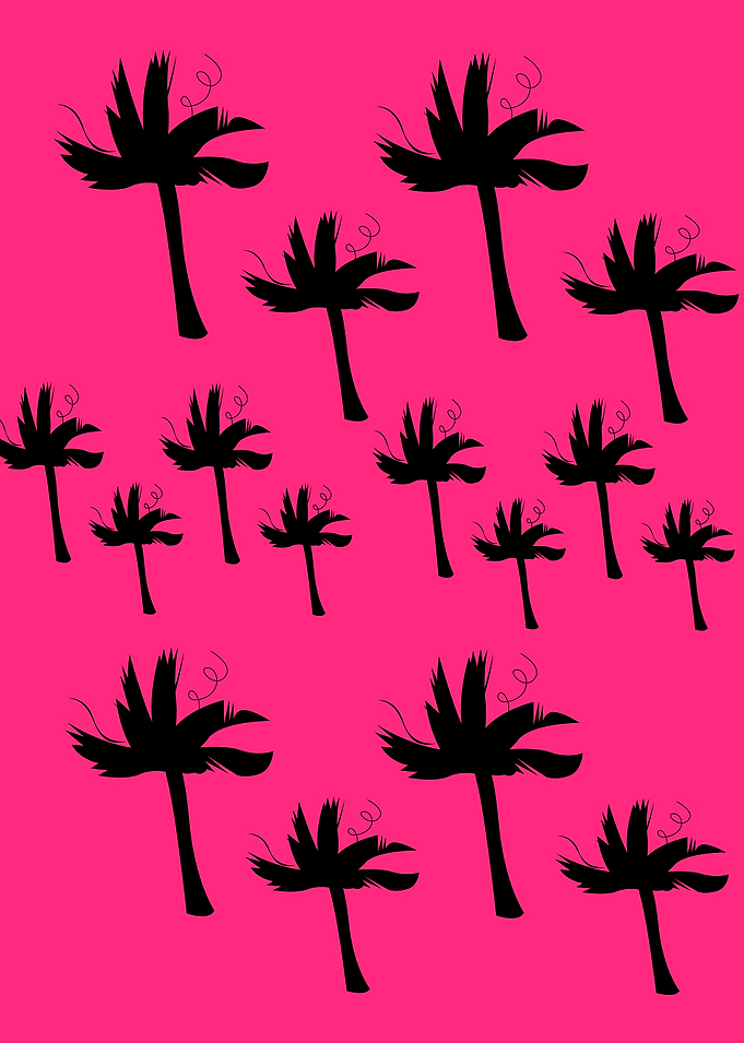 Design Exotic palms pink black wild
