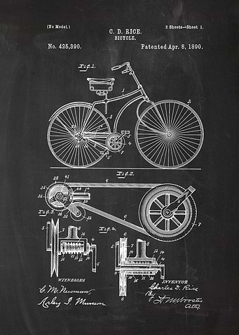 1890 Bicycle - Patent Drawing