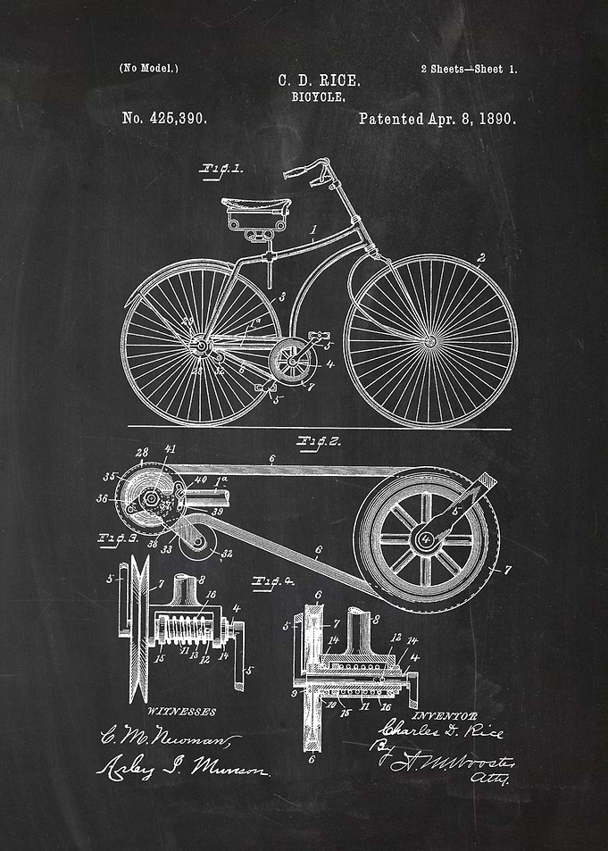 1890 Bicycle - Patent Drawing
