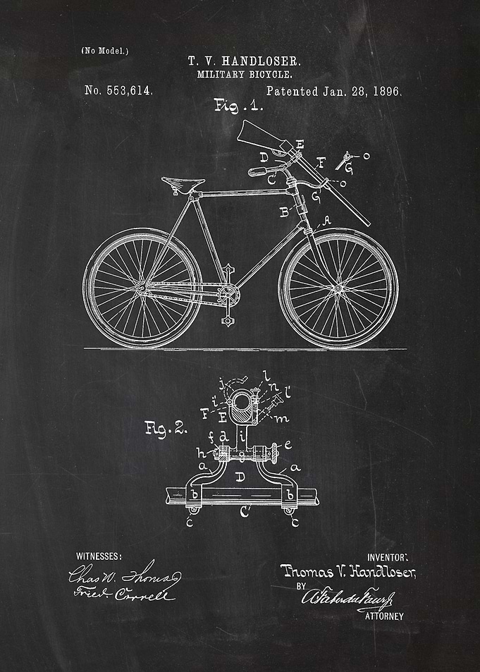 1896 Bicycle - Patent Drawing