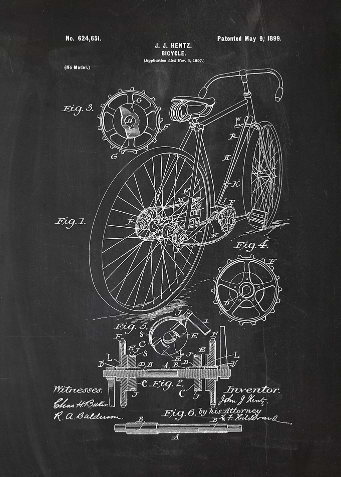 1897 Bicycle - Patent Drawing