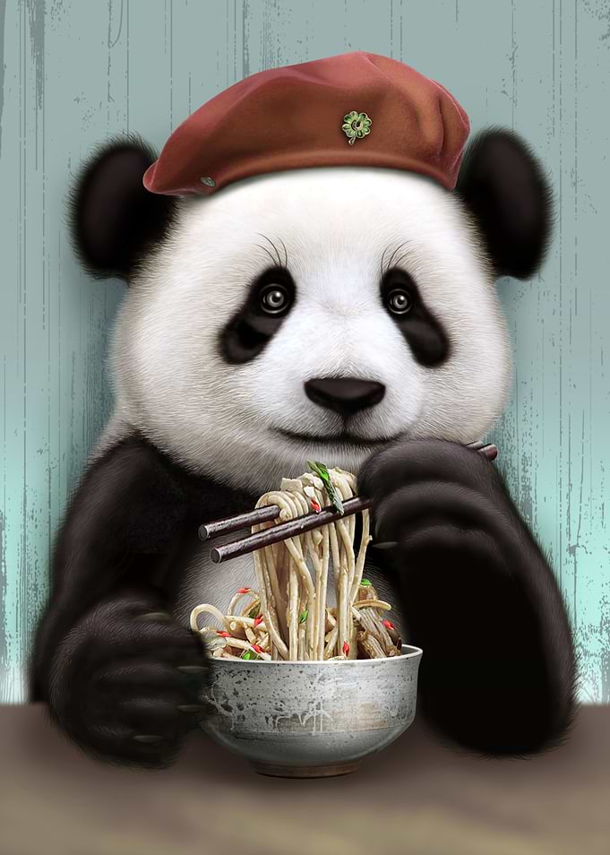 PANDA EAT NOODLE