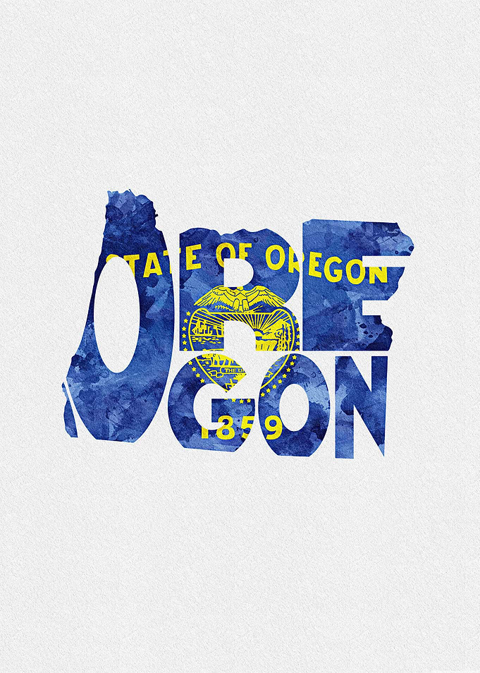 Oregon Map Flag Typography