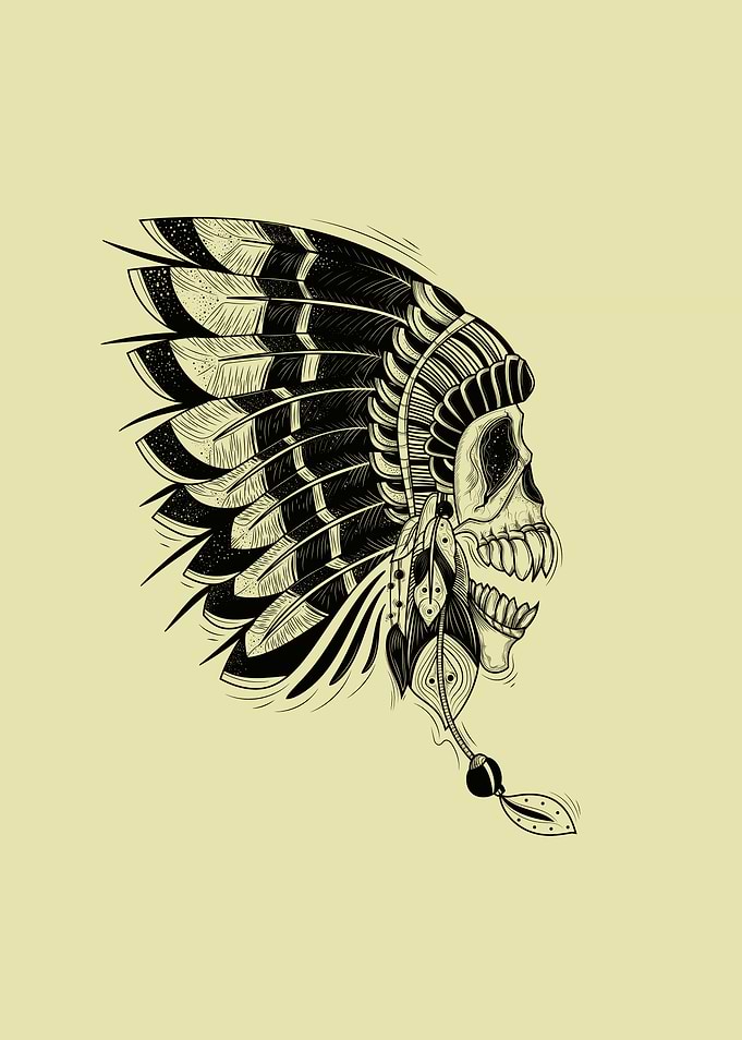 Native Skull - Tattoo Pattern