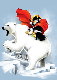 Penguin crossing the North Pole