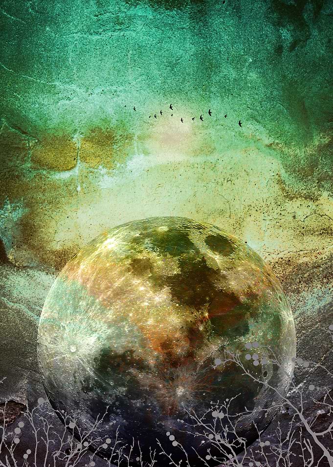 MOON under MAGIC SKY X. Conceptual Art Work.