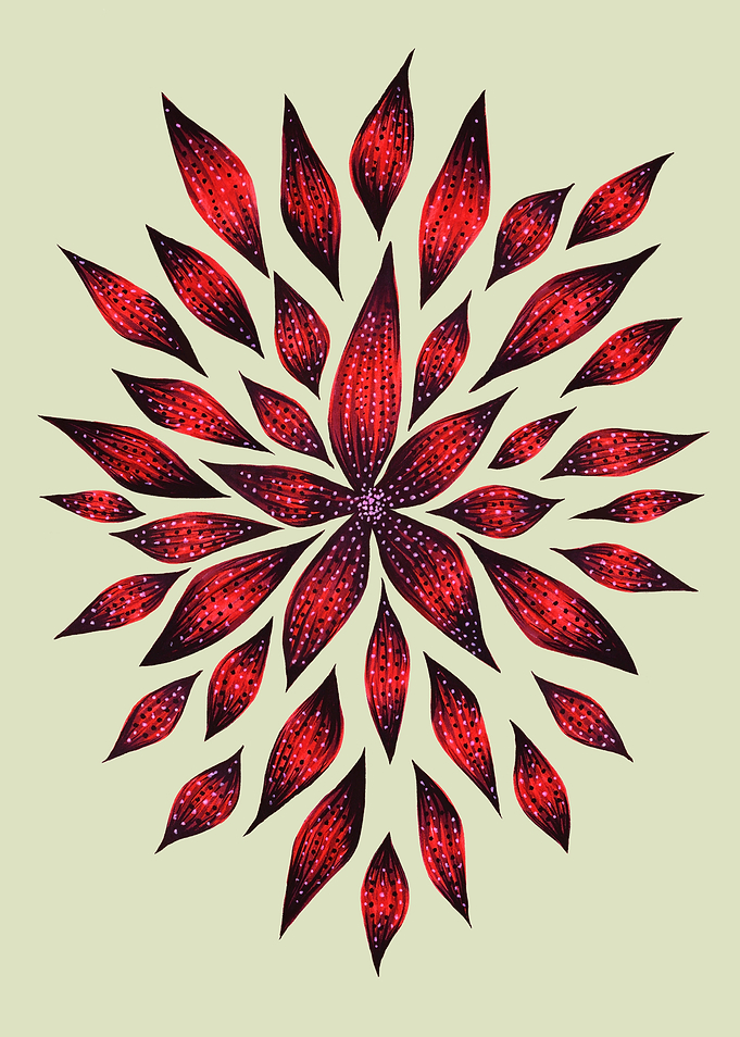 Abstract Red Flower Doodle