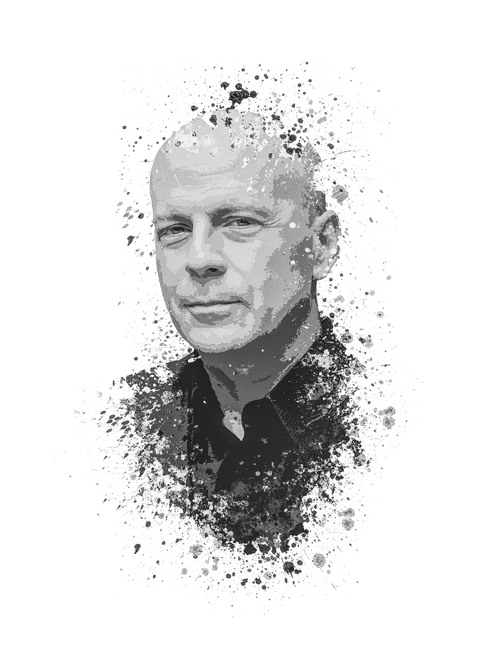Bruce Willis splatter painting