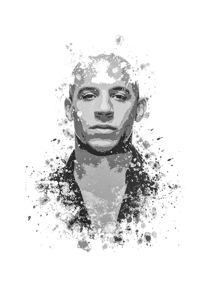 Vin Diesel splatter painting