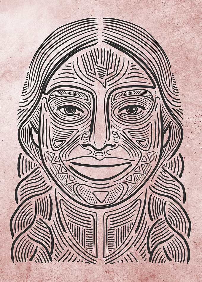 Indigenous woman hand drawn illustration