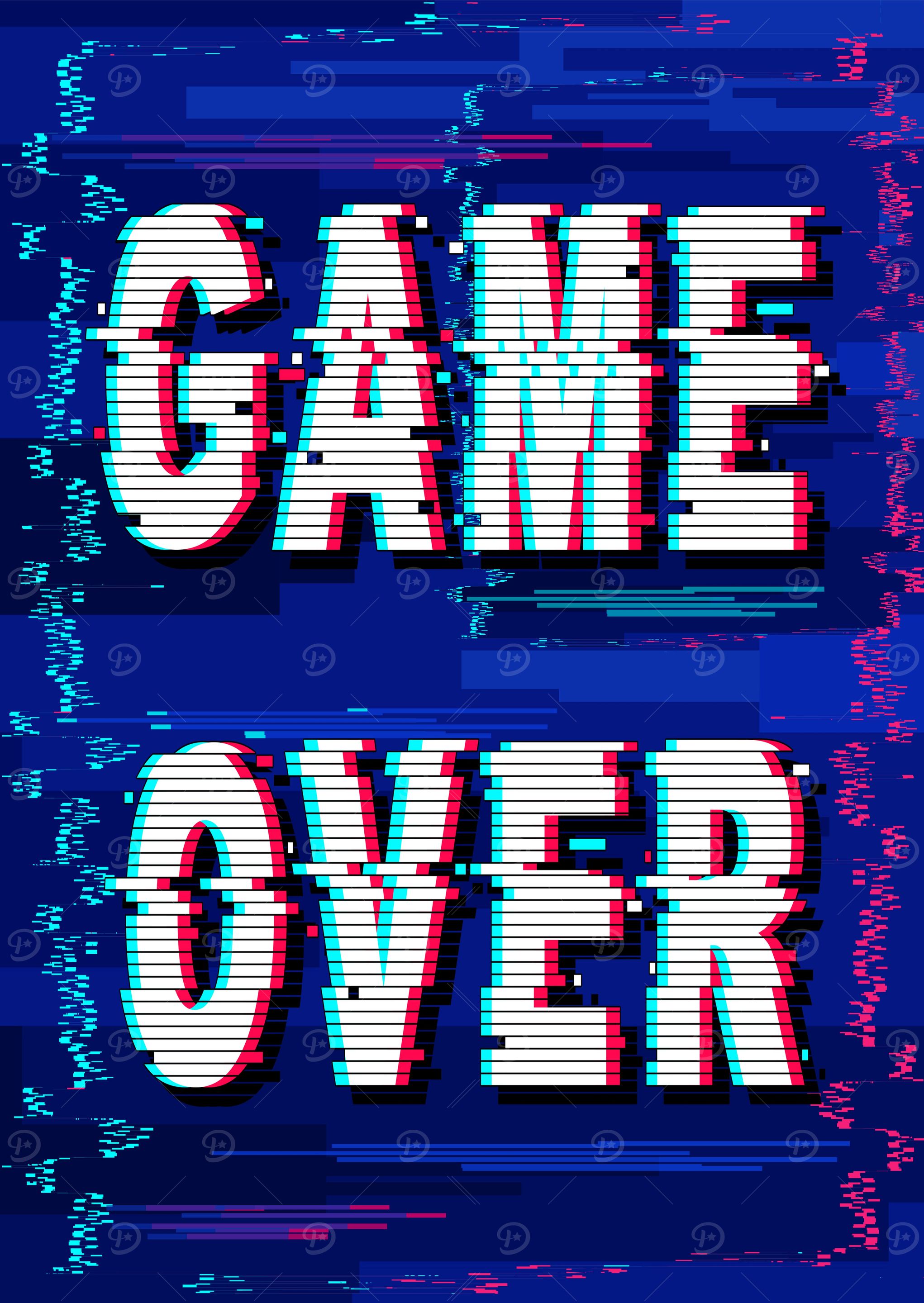 Game Over Glitch Text Distorted Screen Buzz