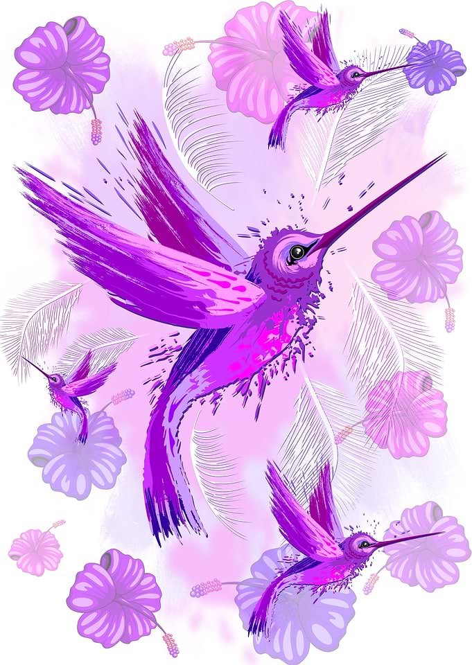 Hummingbird Spirit Purple Watercolor