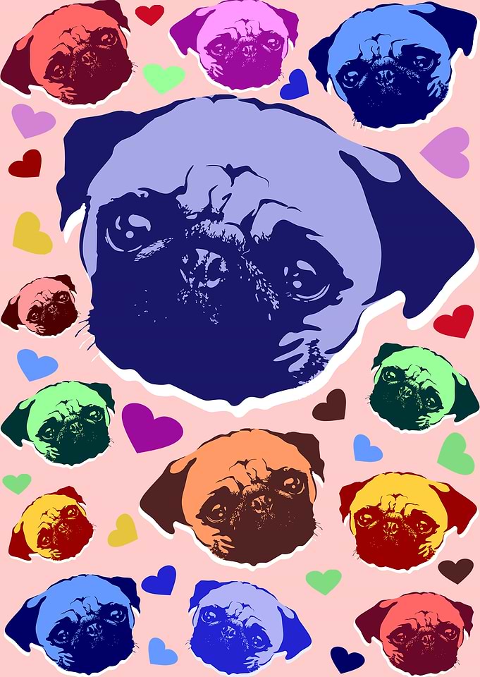 Pug Puppy Dog Love Hearts