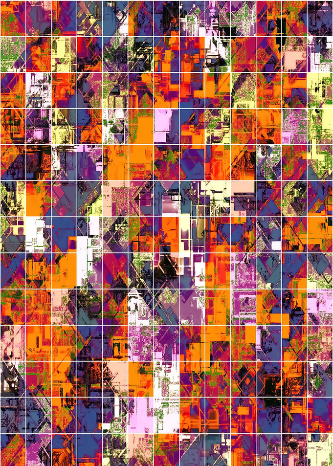 psychedelic geometric square pattern painting abst