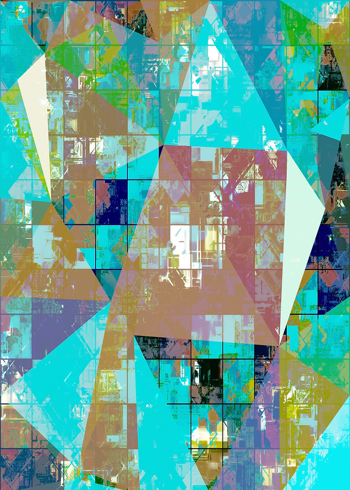 psychedelic geometric square and triangle pattern