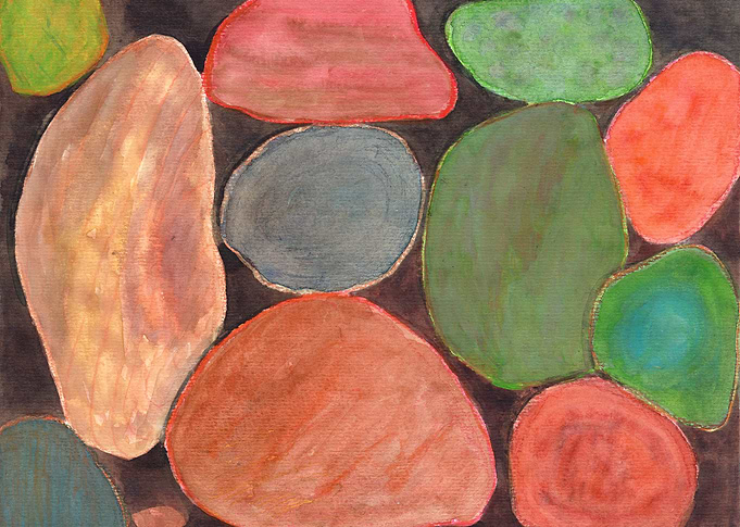 Lovely colorful Stones on dark Background