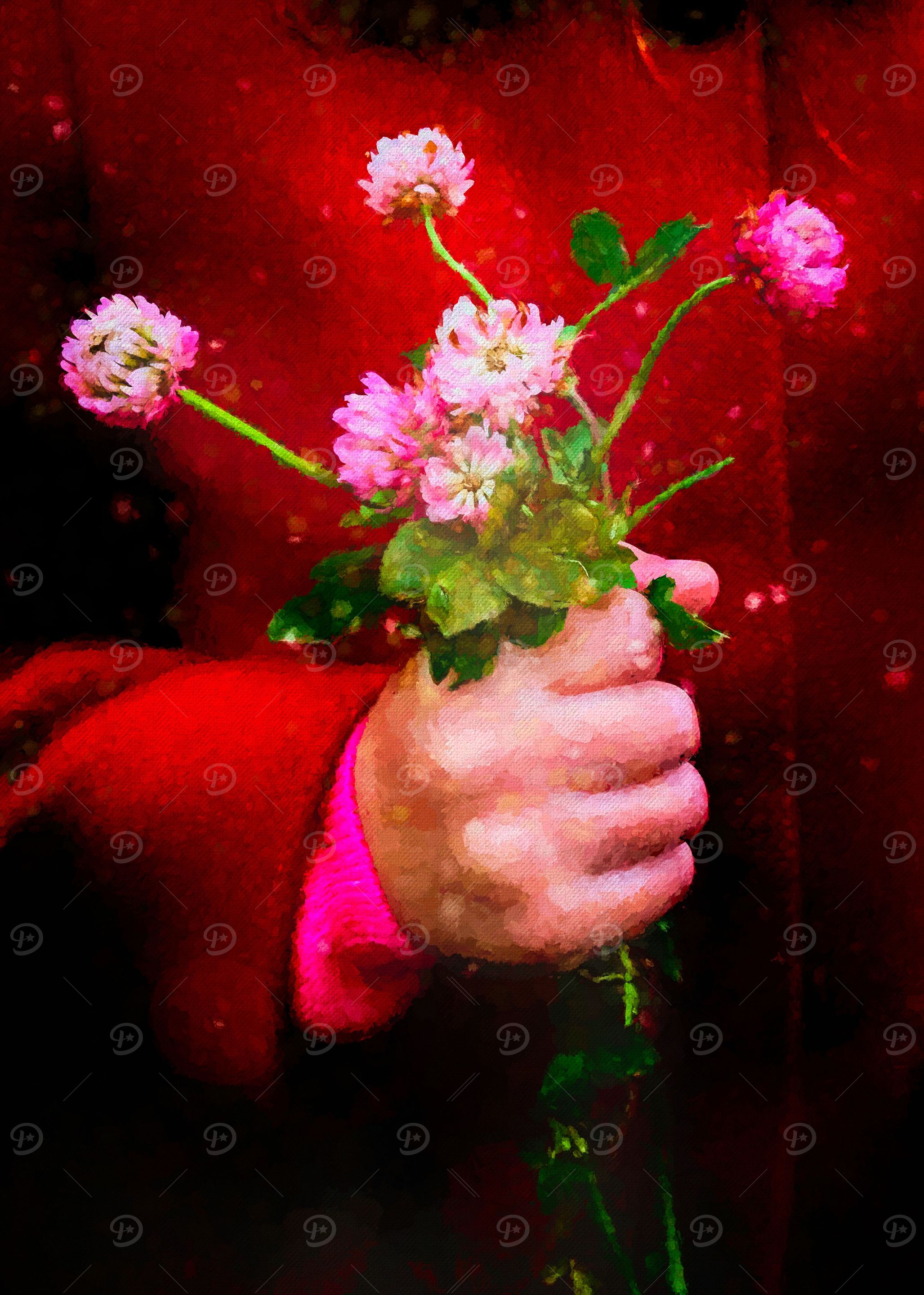 Girl holding wild clover