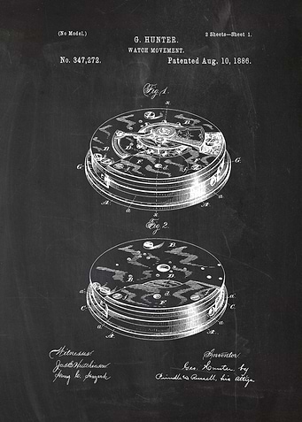 1886 Watch Movement - Patent Drawing