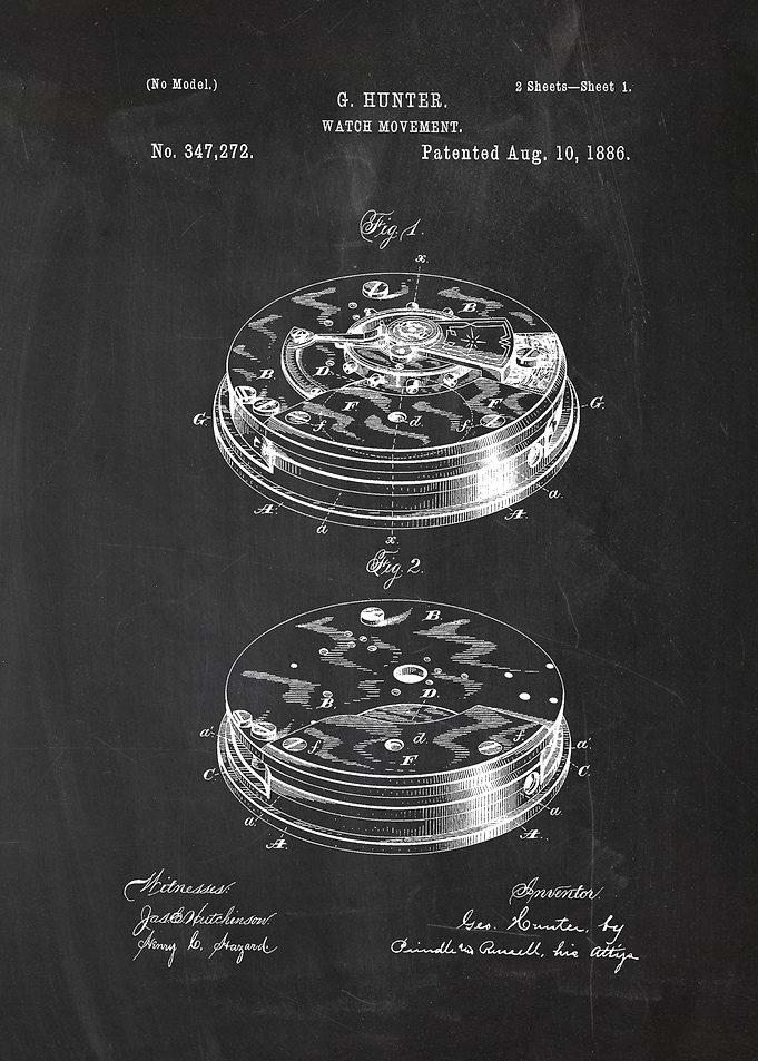 1886 Watch Movement - Patent Drawing
