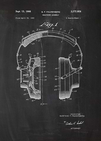1963 Headphone Assembly - Patent Drawing