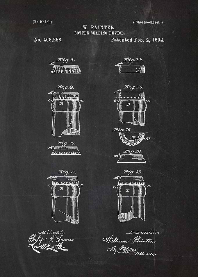 1892 Bottle Sealing Device - Patent Drawing