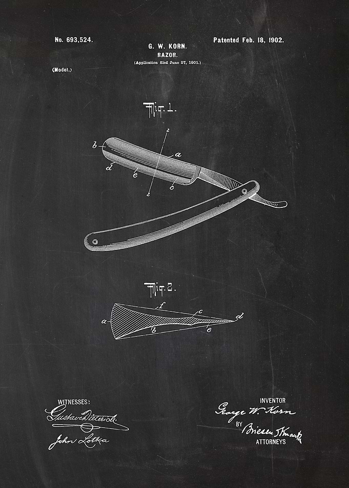 1901 Razor - Patent Drawing