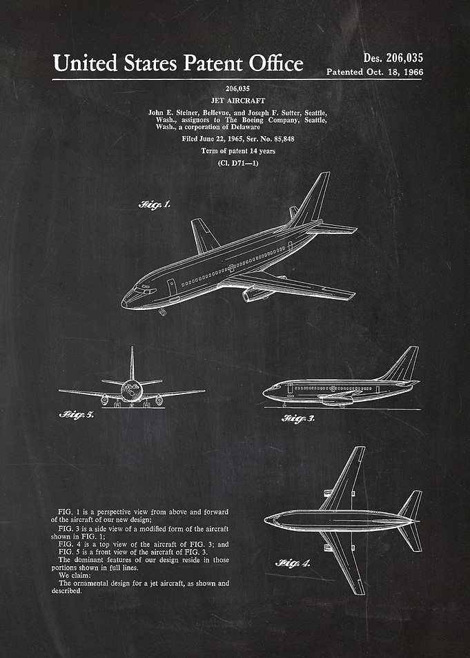 1965 Jet Aircraft - Patent drawing