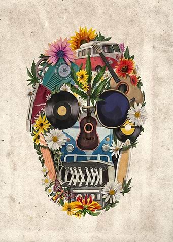 retro 70s skull