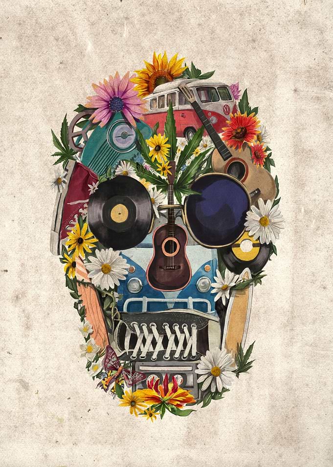 retro 70s skull