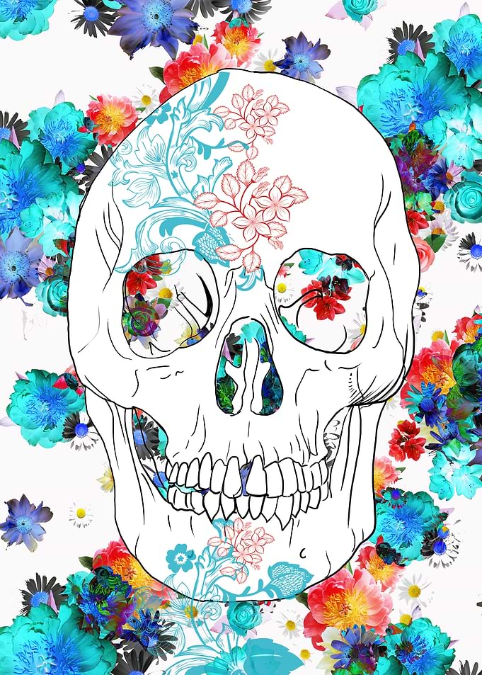 floral skull