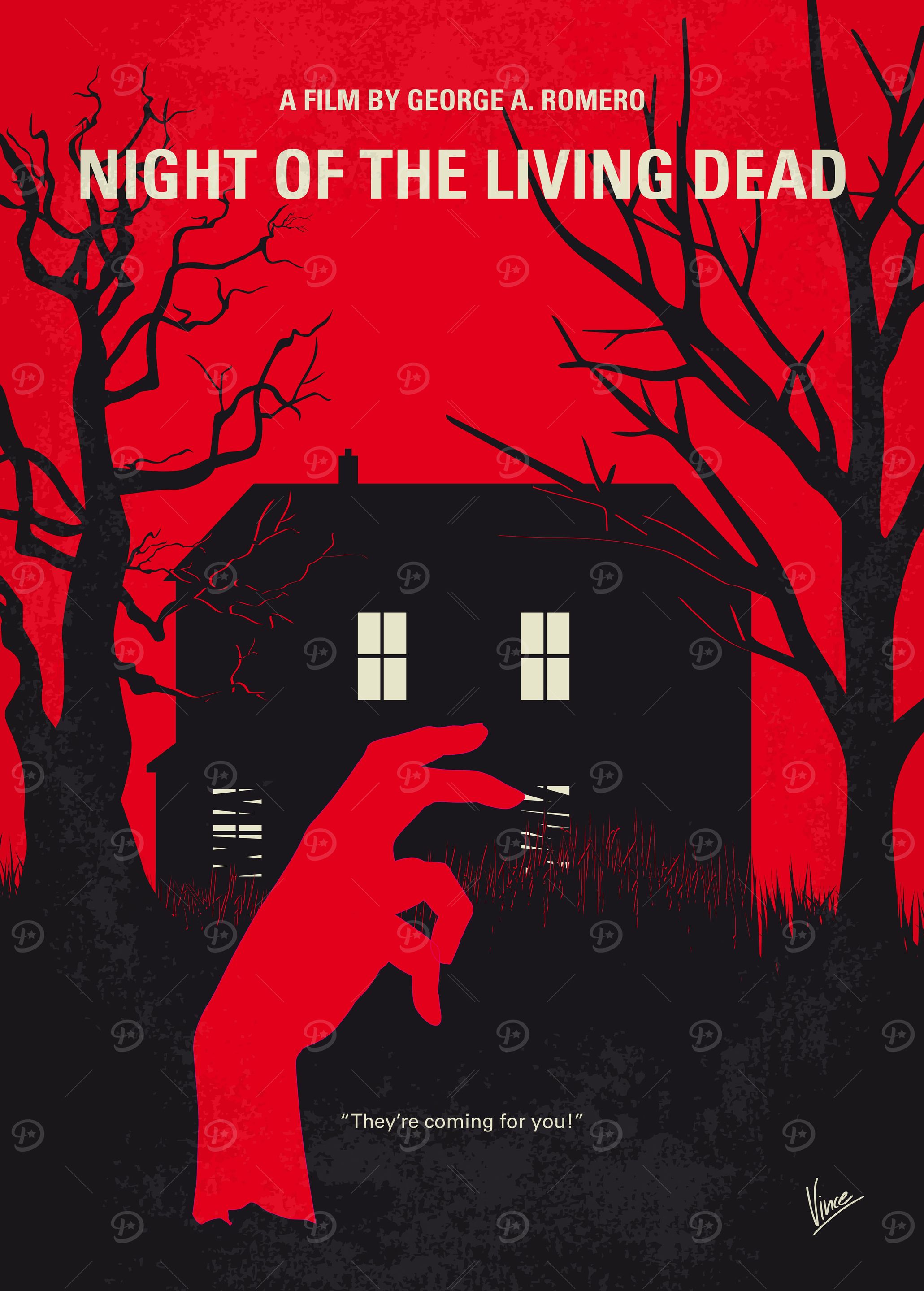No935 My Night of the Living Dead minimal movie po