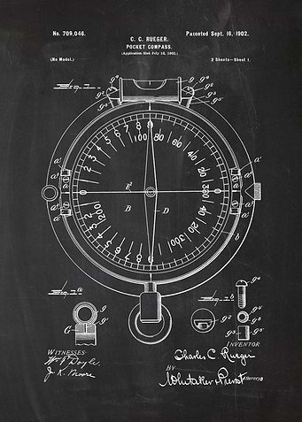1901 Pocket Compass - Patent Drawing