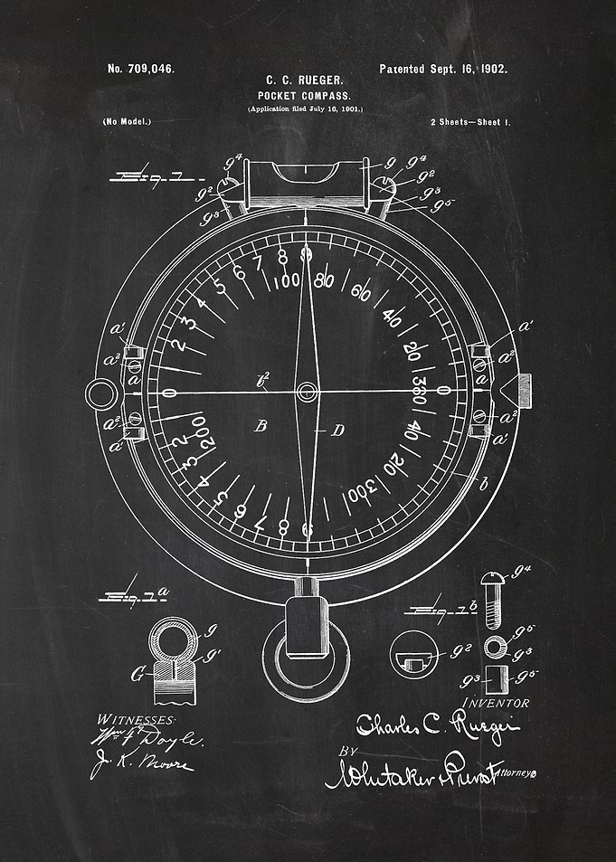 1901 Pocket Compass - Patent Drawing