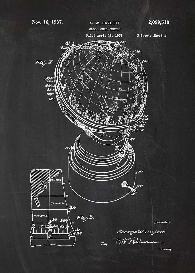 1937 Globe Chronometer - Patent Drawing