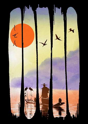 Fisherman under the sun