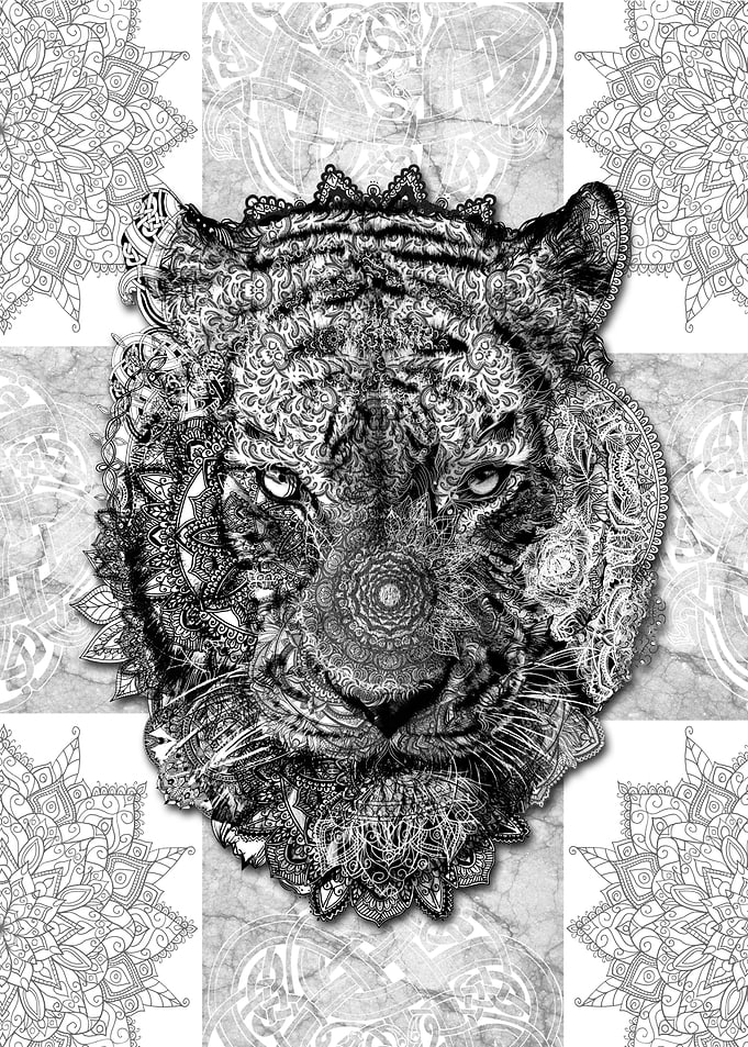 mandala tiger white