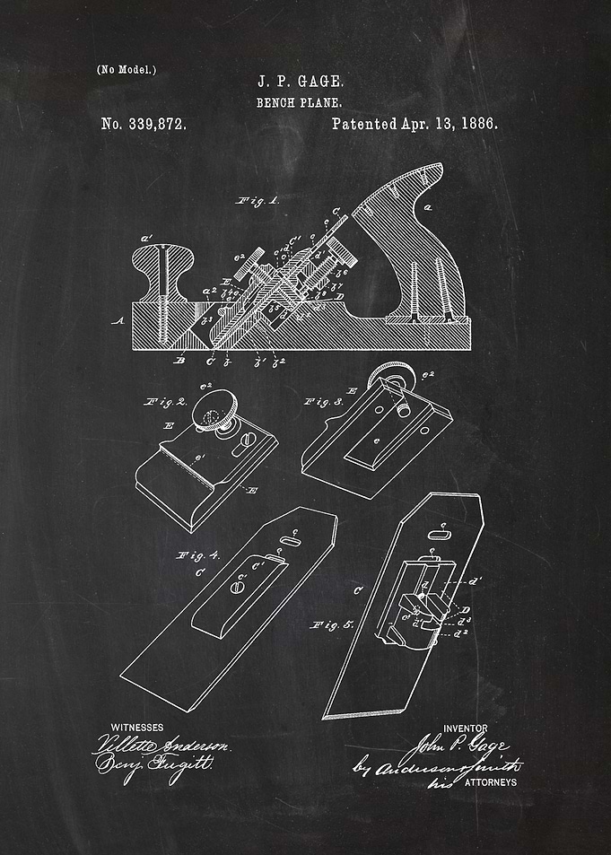 1886 Bench Plane - Patent Drawing