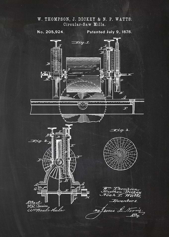 1878 Circular-Saw Mills - Patent Drawing